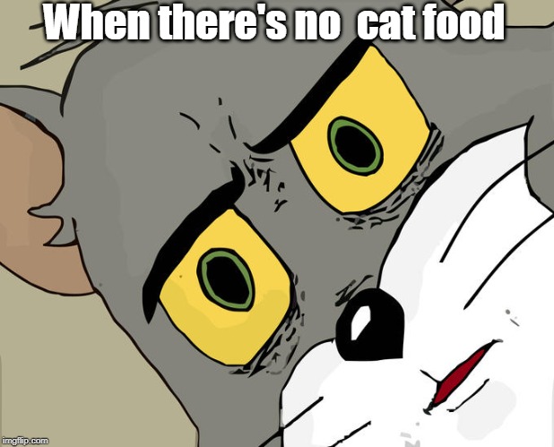 Unsettled Tom Meme | When there's no  cat food | image tagged in memes,unsettled tom | made w/ Imgflip meme maker