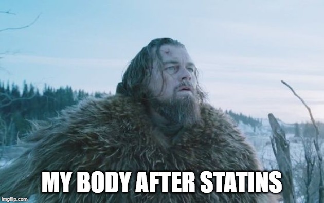 Leonardo DiCaprio The Revenant | MY BODY AFTER STATINS | image tagged in leonardo dicaprio the revenant | made w/ Imgflip meme maker