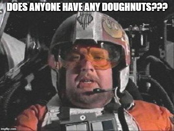 Red Leader star wars | DOES ANYONE HAVE ANY DOUGHNUTS??? | image tagged in red leader star wars | made w/ Imgflip meme maker