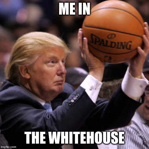 Trump Basketball | ME IN; THE WHITEHOUSE | image tagged in trump basketball | made w/ Imgflip meme maker