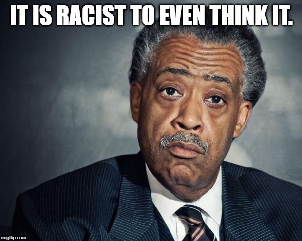 al sharpton racist | IT IS RACIST TO EVEN THINK IT. | image tagged in al sharpton racist | made w/ Imgflip meme maker