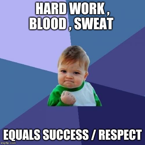 Success Kid Meme | HARD WORK , BLOOD , SWEAT; EQUALS SUCCESS / RESPECT | image tagged in memes,success kid | made w/ Imgflip meme maker