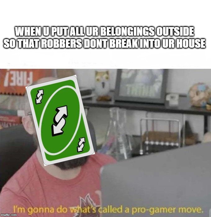 Pro Gamer move | WHEN U PUT ALL UR BELONGINGS OUTSIDE SO THAT ROBBERS DONT BREAK INTO UR HOUSE | image tagged in pro gamer move | made w/ Imgflip meme maker