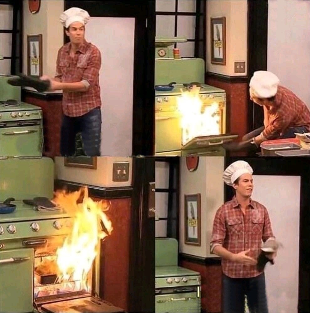 Spencer oven fire Blank Meme Template