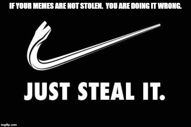 Stolen memes happen | IF YOUR MEMES ARE NOT STOLEN.  YOU ARE DOING IT WRONG. | image tagged in memes | made w/ Imgflip meme maker