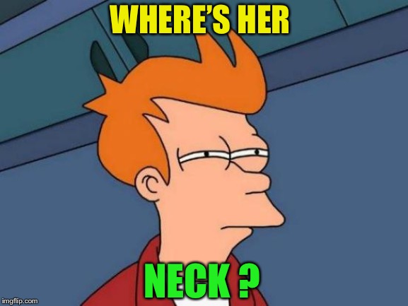 Futurama Fry Meme | WHERE’S HER NECK ? | image tagged in memes,futurama fry | made w/ Imgflip meme maker