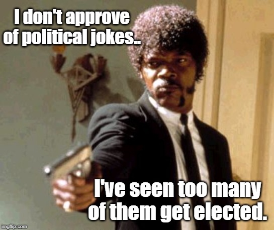 Dont approve | I don't approve of political jokes.. I've seen too many of them get elected. | image tagged in political meme | made w/ Imgflip meme maker