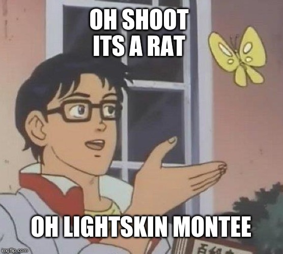 Is This A Pigeon Meme | OH SHOOT ITS A RAT; OH LIGHTSKIN MONTEE | image tagged in memes,is this a pigeon | made w/ Imgflip meme maker