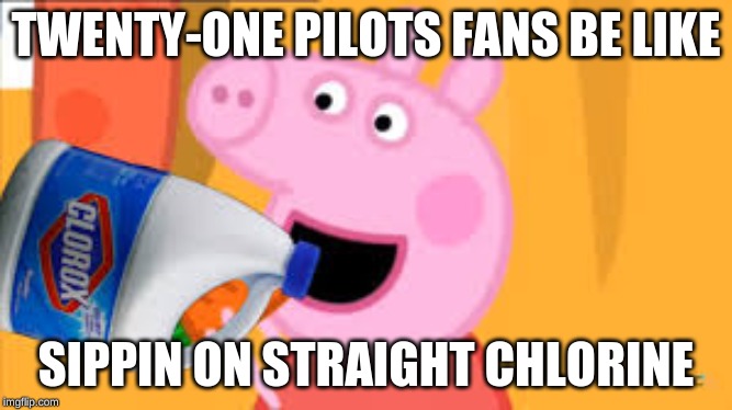 TWENTY-ONE PILOTS FANS BE LIKE; SIPPIN ON STRAIGHT CHLORINE | image tagged in memes | made w/ Imgflip meme maker