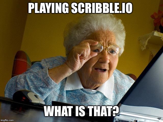 Grandma Finds The Internet | PLAYING SCRIBBLE.IO; WHAT IS THAT? | image tagged in memes,grandma finds the internet | made w/ Imgflip meme maker