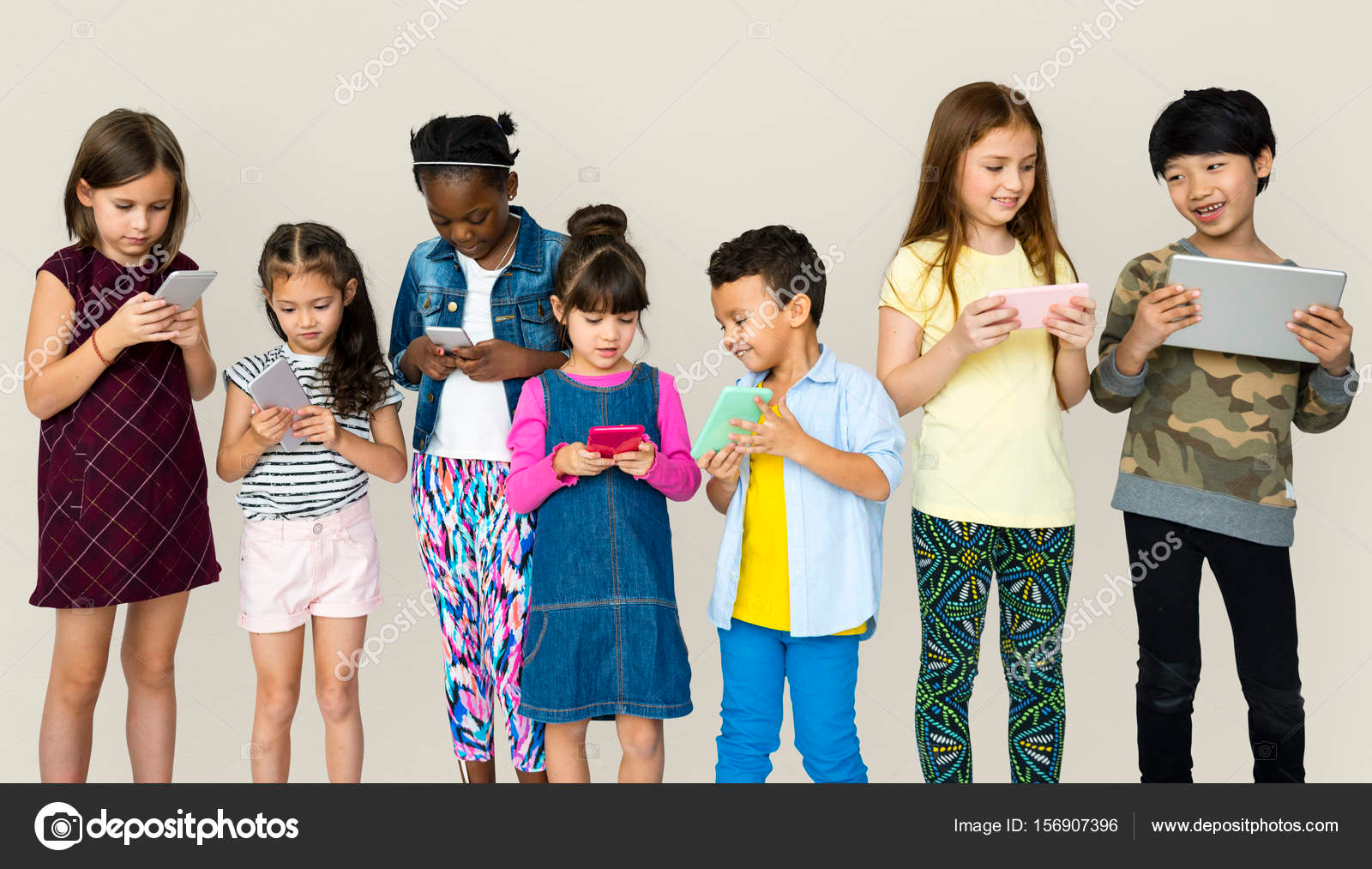 High Quality Children using smartphones Blank Meme Template