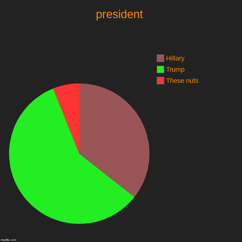 president | These nuts, Trump, Hillary | image tagged in charts,pie charts | made w/ Imgflip chart maker