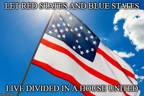 #Bluexit | LET RED STATES AND BLUE STATES; LIVE DIVIDED IN A HOUSE UNITED | image tagged in america,red states,blue states,states' rights,freedom,bluexit | made w/ Imgflip meme maker