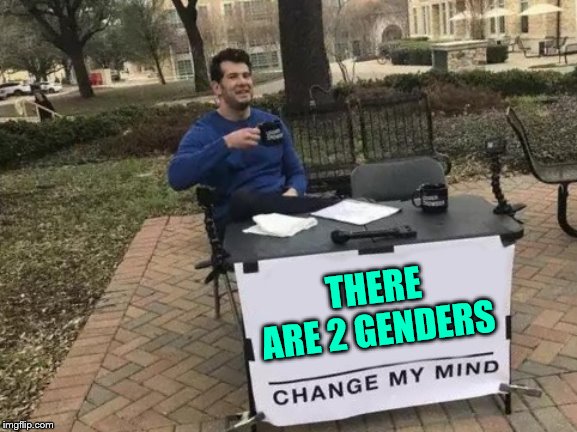 Change My Mind Meme | THERE ARE 2 GENDERS | image tagged in memes,change my mind | made w/ Imgflip meme maker