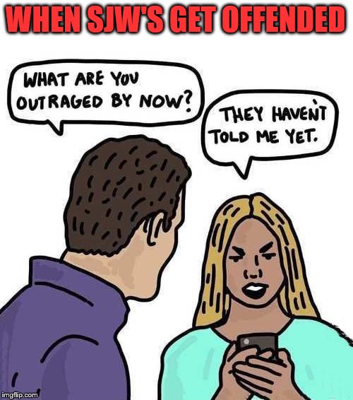 outraged | WHEN SJW'S GET OFFENDED | image tagged in outraged,political meme,angry sjw,triggered | made w/ Imgflip meme maker