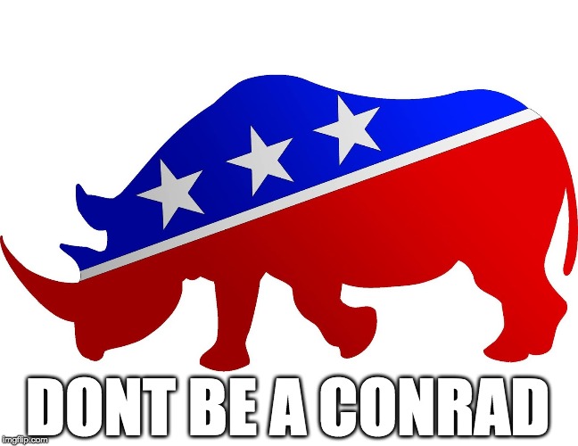 #dontbeaconrad RINO | DONT BE A CONRAD | image tagged in dontbeaconrad,brobrah,ghost,ghosting,millennial,conrad | made w/ Imgflip meme maker