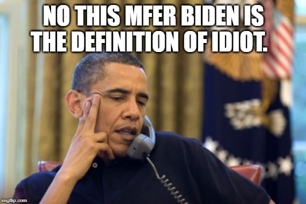 No I Can't Obama Meme | NO THIS MFER BIDEN IS THE DEFINITION OF IDIOT. | image tagged in memes,no i cant obama | made w/ Imgflip meme maker