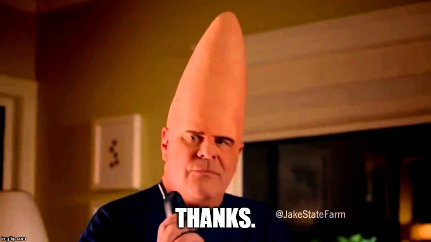 THANKS. | image tagged in coneheads | made w/ Imgflip meme maker