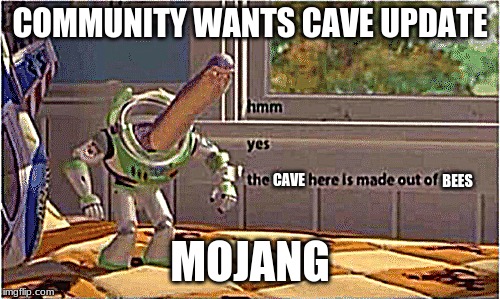 hmm yes the floor here is made out of floor | COMMUNITY WANTS CAVE UPDATE; CAVE; BEES; MOJANG | image tagged in hmm yes the floor here is made out of floor | made w/ Imgflip meme maker
