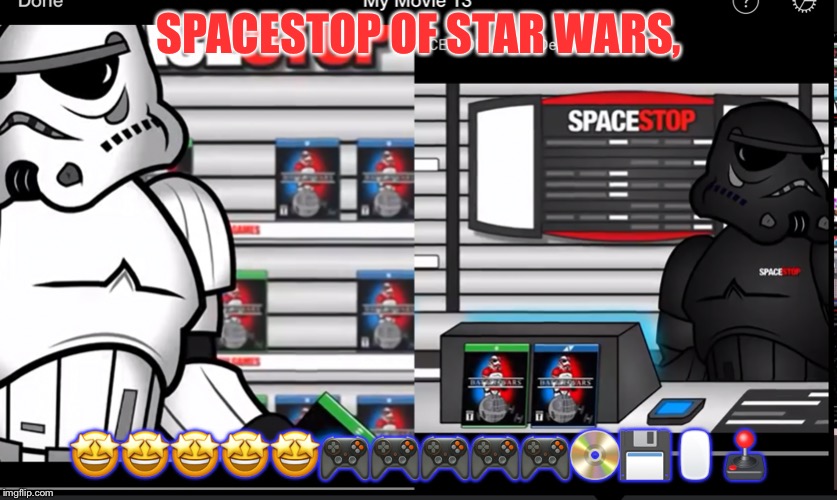 Spacestop of Star Wars! | SPACESTOP OF STAR WARS, 🤩🤩🤩🤩🤩🎮🎮🎮🎮🎮📀💾🖱🕹 | image tagged in spacestop of star wars | made w/ Imgflip meme maker