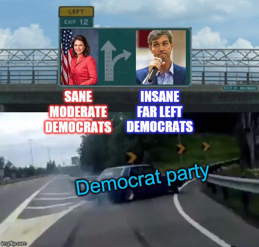 Be-to or not Be-to, that is the question. | INSANE FAR LEFT DEMOCRATS; SANE MODERATE DEMOCRATS; Democrat party | image tagged in memes,left exit 12 off ramp,politics,democrats,insanity | made w/ Imgflip meme maker