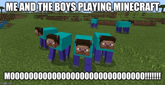 me and the boys | ME AND THE BOYS PLAYING MINECRAFT; MOOOOOOOOOOOOOOOOOOOOOOOOOOOOO!!!!!!! | image tagged in me and the boys | made w/ Imgflip meme maker