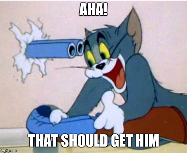 Tom and Jerry | AHA! THAT SHOULD GET HIM | image tagged in tom and jerry | made w/ Imgflip meme maker