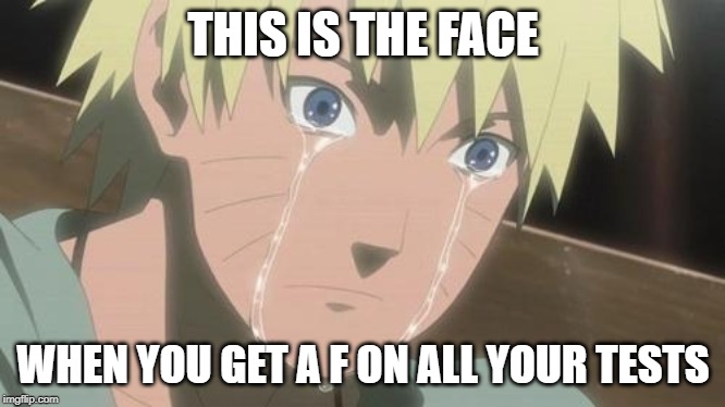 Finishing anime | THIS IS THE FACE; WHEN YOU GET A F ON ALL YOUR TESTS | image tagged in finishing anime | made w/ Imgflip meme maker