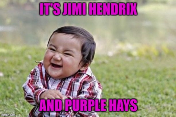 Evil Toddler Meme | IT'S JIMI HENDRIX AND PURPLE HAYS | image tagged in memes,evil toddler | made w/ Imgflip meme maker