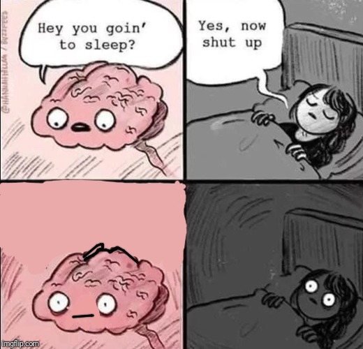 Nothing scarier than when tour brain doesn't say something when you going to sleep | image tagged in hey you goin to sleep | made w/ Imgflip meme maker