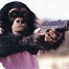 Chimp packing heat Blank Meme Template