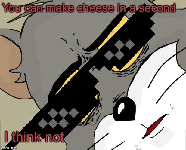 Unsettled Tom | You can make cheese in a second; I think not | image tagged in memes,unsettled tom | made w/ Imgflip meme maker