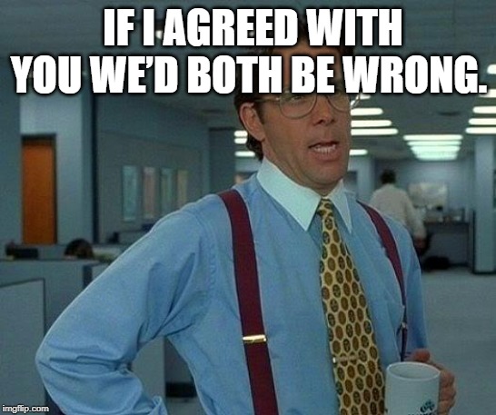 That Would Be Great | IF I AGREED WITH YOU WE’D BOTH BE WRONG. | image tagged in memes,that would be great | made w/ Imgflip meme maker