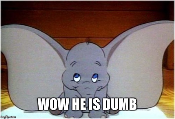 Dumbo | WOW HE IS DUMB | image tagged in dumbo | made w/ Imgflip meme maker