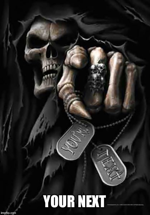 Grim Reaper | YOUR NEXT | image tagged in grim reaper | made w/ Imgflip meme maker