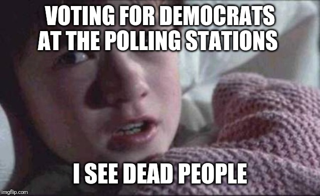 I See Dead People | VOTING FOR DEMOCRATS AT THE POLLING STATIONS; I SEE DEAD PEOPLE | image tagged in memes,i see dead people | made w/ Imgflip meme maker