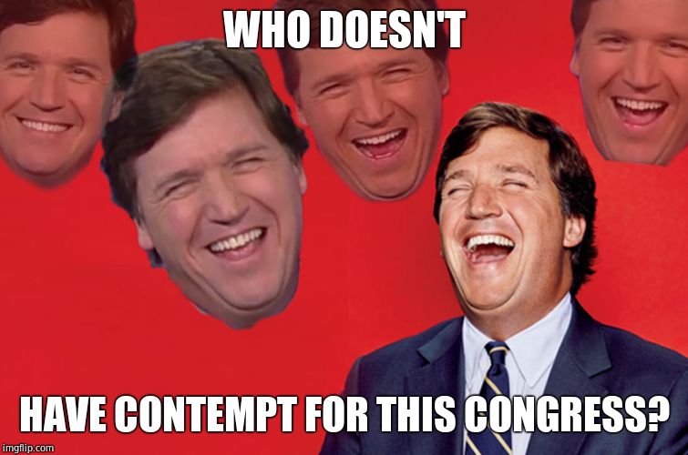 Tucker lol | WHO DOESN'T HAVE CONTEMPT FOR THIS CONGRESS? | image tagged in tucker lol | made w/ Imgflip meme maker