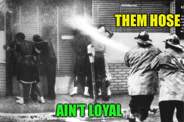 Civil Rights Fire Hose | THEM HOSE AIN’T LOYAL | image tagged in civil rights fire hose | made w/ Imgflip meme maker