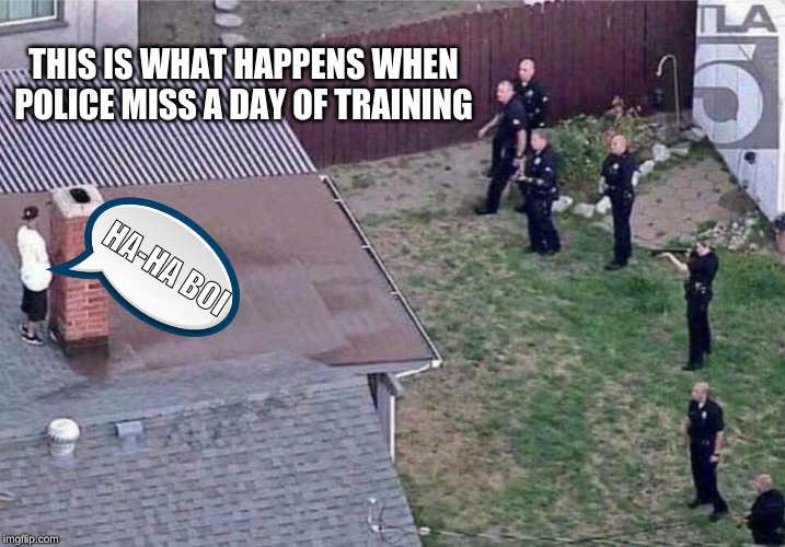Police Miss A Day Of Training | THIS IS WHAT HAPPENS WHEN POLICE MISS A DAY OF TRAINING; HA-HA BOI | image tagged in fortnite meme,police,haha | made w/ Imgflip meme maker