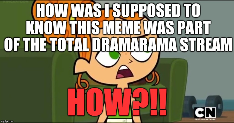 How was i supposed to know Izzy | HOW WAS I SUPPOSED TO KNOW THIS MEME WAS PART OF THE TOTAL DRAMARAMA STREAM HOW?!! | image tagged in how was i supposed to know izzy | made w/ Imgflip meme maker