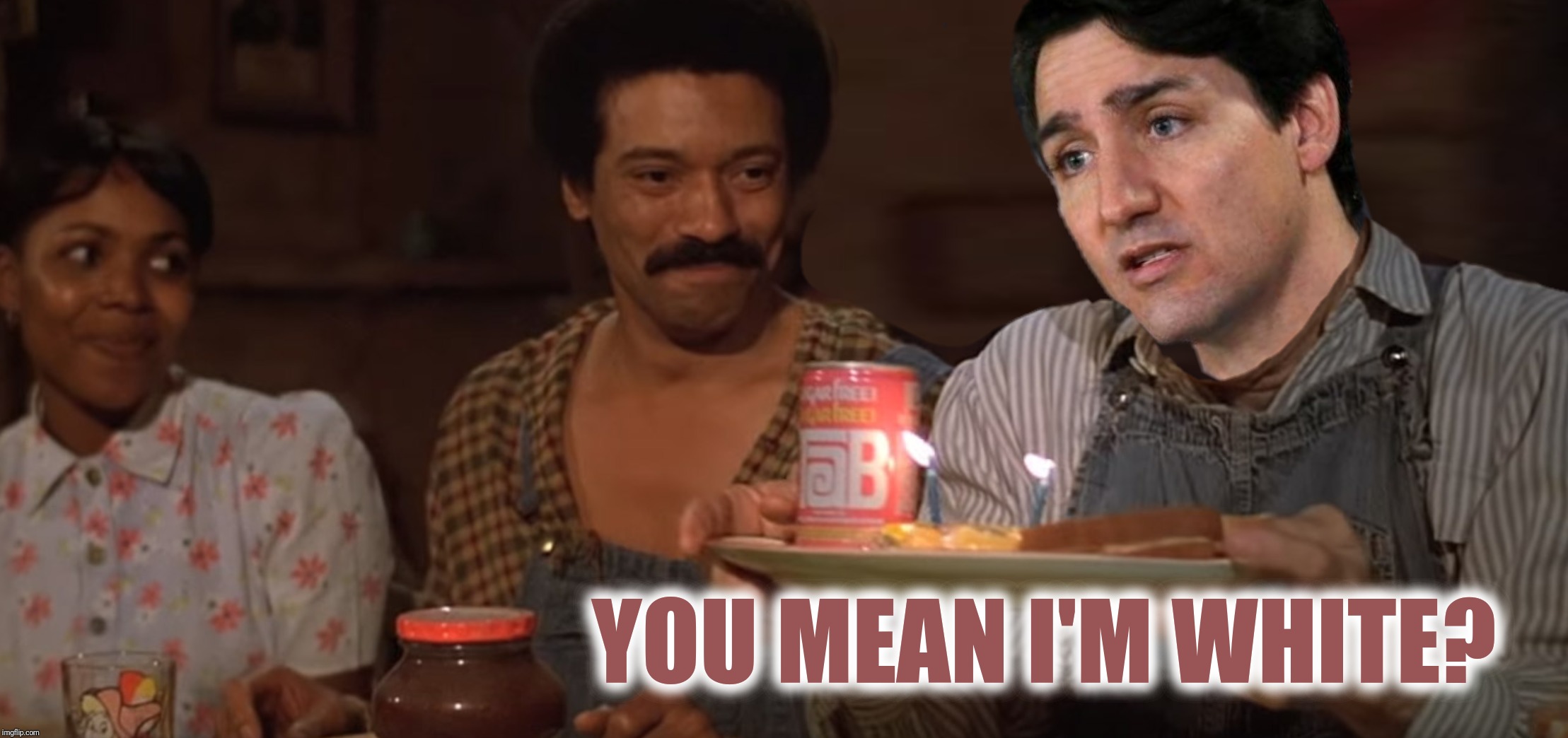 "The Jerk" | YOU MEAN I'M WHITE? | image tagged in justin trudeau,the jerk,black face | made w/ Imgflip meme maker