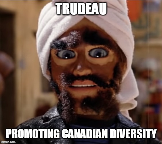 Trudeau promoting Canadian diversity | TRUDEAU; PROMOTING CANADIAN DIVERSITY | image tagged in justin trudeau,blackface | made w/ Imgflip meme maker