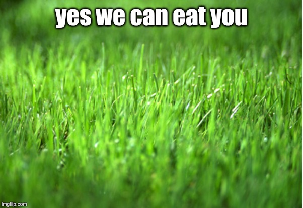grass is greener | yes we can eat you | image tagged in grass is greener | made w/ Imgflip meme maker