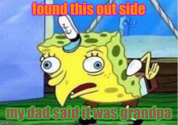 Mocking Spongebob | found this out side; my dad said it was grandpa | image tagged in memes,mocking spongebob | made w/ Imgflip meme maker