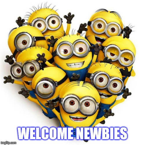 Minion Welcome | WELCOME NEWBIES | image tagged in minion welcome | made w/ Imgflip meme maker