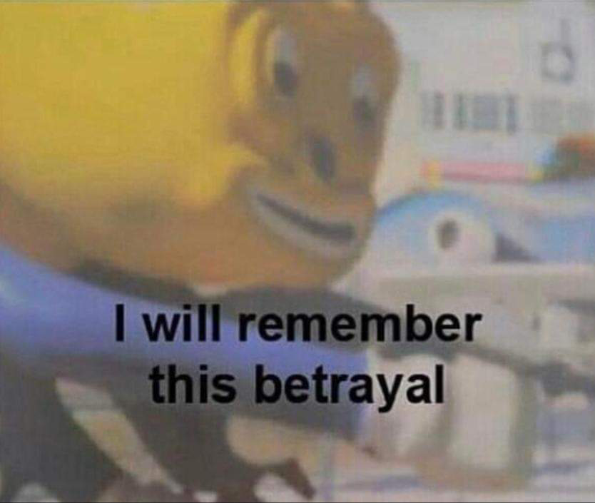 I Will Remember This Betrayal Blank Meme Template