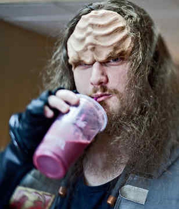 Klingon Fan with Smoothie Blank Meme Template