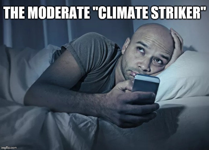Strikingly Hypocritical | THE MODERATE "CLIMATE STRIKER" | image tagged in democrats,leftists,global warming,climate change | made w/ Imgflip meme maker