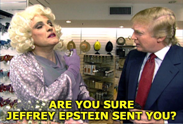 Rudy, this is getting weird. | ARE YOU SURE JEFFREY EPSTEIN SENT YOU? | image tagged in trump,giuliani,jeffrey epstein | made w/ Imgflip meme maker