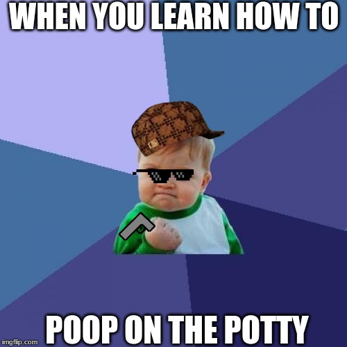 Success Kid | WHEN YOU LEARN HOW TO; POOP ON THE POTTY | image tagged in memes,success kid | made w/ Imgflip meme maker